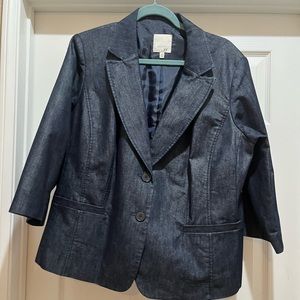 SEJOUR Women’s Indigo Blue Jacket Blazer EUC 3/4 Sleeve Size 16W